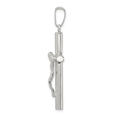 Sterling Silver Polished Hollow Crucifix Cross Pendant, 41.00 x 19.30mm