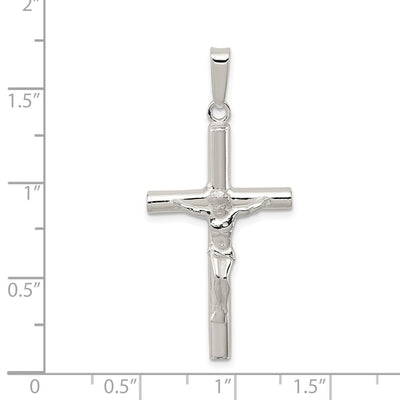 Sterling Silver Polished Hollow Crucifix Cross Pendant, 41.00 x 19.30mm