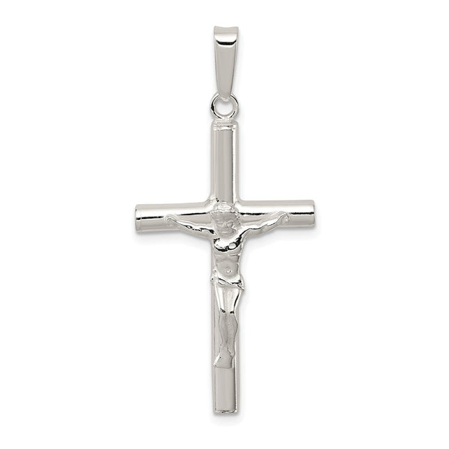 Sterling Silver Polished Hollow Crucifix Cross Pendant, 41.00 x 19.30mm
