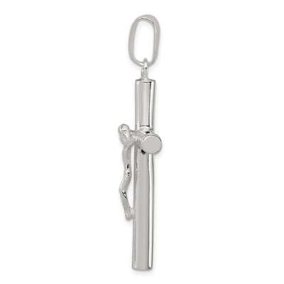 Sterling Silver Polished Hollow Crucifix Cross Pendant, 48.55 x 21.50mm
