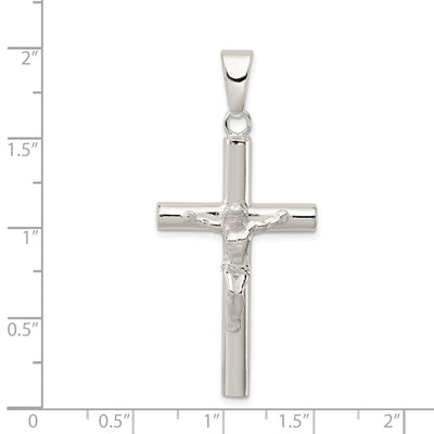 Sterling Silver Polished Hollow Crucifix Cross Pendant, 48.55 x 21.50mm