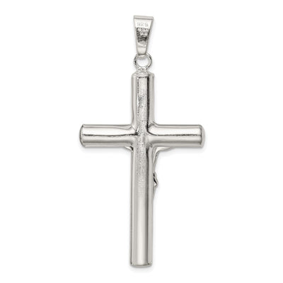 Sterling Silver Polished Hollow Crucifix Cross Pendant, 56.00 x 27.50mm
