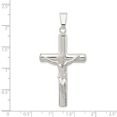 Sterling Silver Polished Hollow Crucifix Cross Pendant, 56.00 x 27.50mm