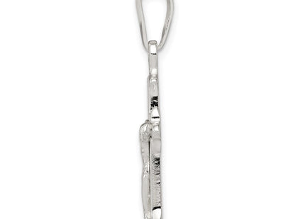 Sterling Silver Polished Textured Crucifix Pendant