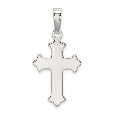 Sterling Silver Polished Textured Crucifix Pendant, 32.5 x 16mm