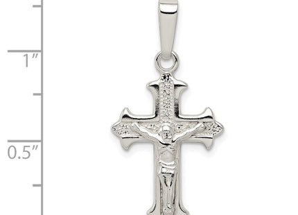 Sterling Silver Polished Textured Crucifix Pendant