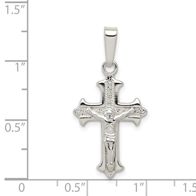 Sterling Silver Polished Textured Crucifix Pendant, 32.5 x 16mm