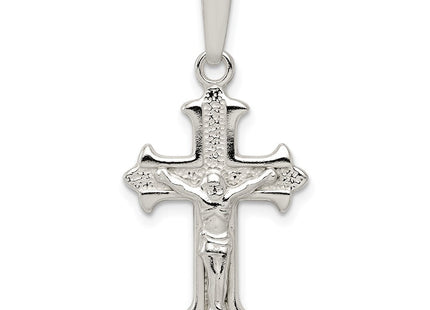 Sterling Silver Polished Textured Crucifix Pendant