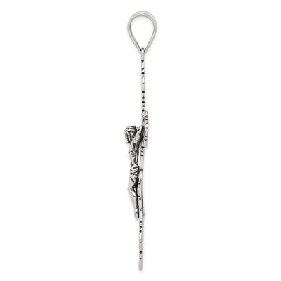 Sterling Silver Antiqued Large INRI Crucifix Pendant