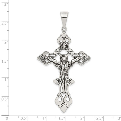 Sterling Silver Antiqued Large INRI Crucifix Pendant
