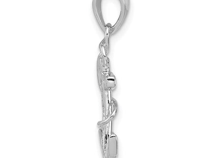 Sterling Silver Rhodium-plated CZ Anchor Pendant (Style QC8356)