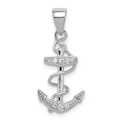 Sterling silver cubic zirconia anchor pendant