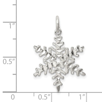 Sterling Silver Snowflake Pendant, 27 x 18mm