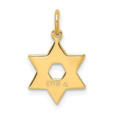 Sterling Silver Gold-tone Engraved Small Jewish Star Pendant