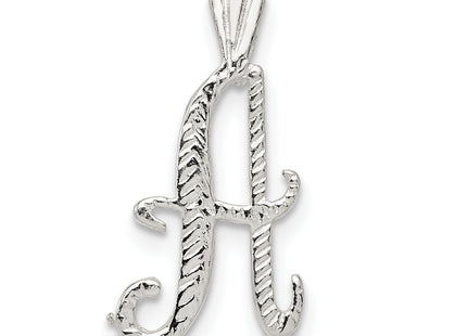 Sterling Silver Polished & Textured Letter Initial Chain Slide