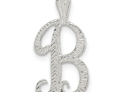 Sterling Silver Polished & Textured Letter Initial Chain Slide