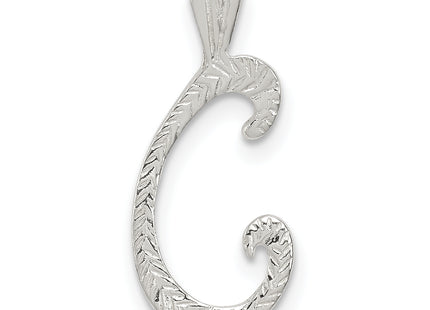 Sterling Silver Polished & Textured Letter Initial Chain Slide
