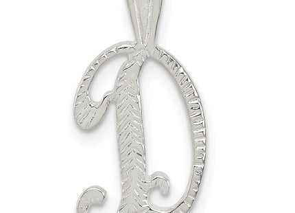 Sterling Silver Polished & Textured Letter Initial Chain Slide