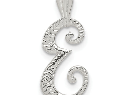 Sterling Silver Polished & Textured Letter Initial Chain Slide