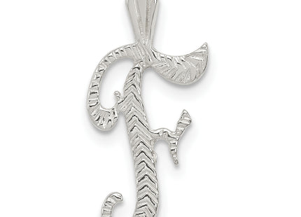 Sterling Silver Polished & Textured Letter Initial Chain Slide