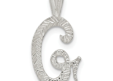 Sterling Silver Polished & Textured Letter Initial Chain Slide