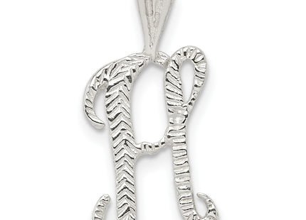 Sterling Silver Polished & Textured Letter Initial Chain Slide
