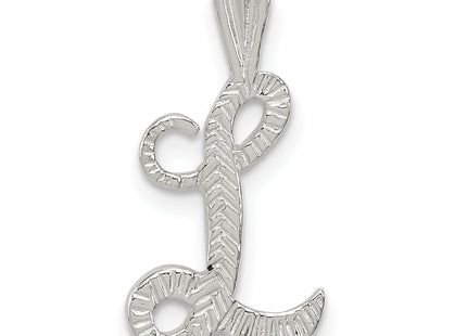 Sterling Silver Polished & Textured Letter Initial Chain Slide