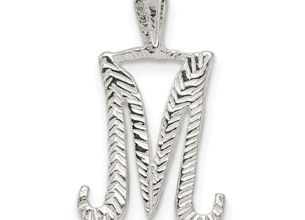 Sterling Silver Polished & Textured Letter Initial Chain Slide