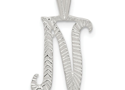 Sterling Silver Polished & Textured Letter Initial Chain Slide
