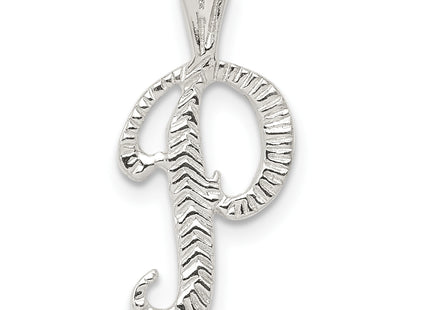 Sterling Silver Polished & Textured Letter Initial Chain Slide