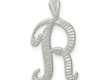 Sterling Silver Polished & Textured Letter Initial Chain Slide