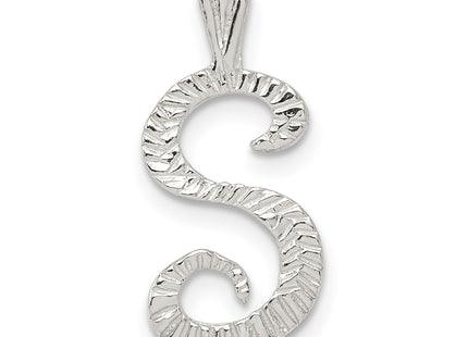 Sterling Silver Polished & Textured Letter Initial Chain Slide