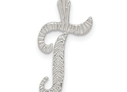 Sterling Silver Polished & Textured Letter Initial Chain Slide