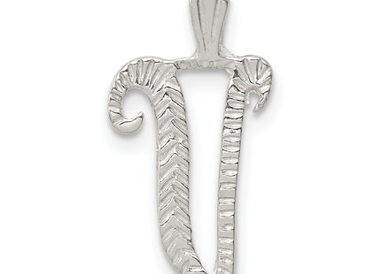 Sterling Silver Polished & Textured Letter Initial Chain Slide