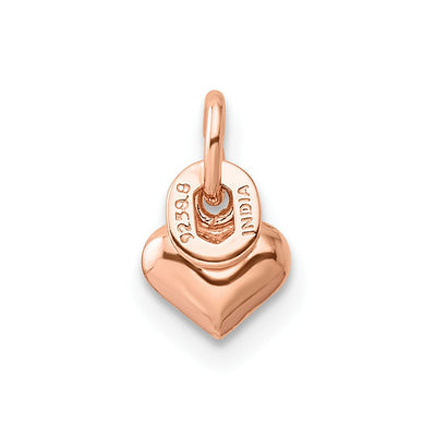 Sterling Silver Rose-tone Polished Puffed Heart Pendant, 9.3 x 6.45mm