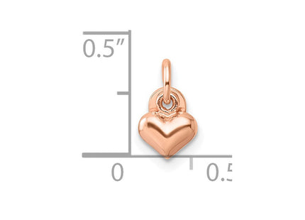 Sterling Silver Rose-tone Polished Puffed Heart Pendant (Style QC8465RP)