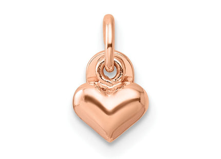 Sterling Silver Rose-tone Polished Puffed Heart Pendant (Style QC8465RP)