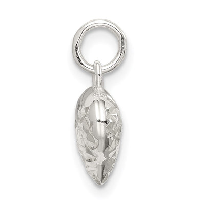 Sterling Silver Polished Diamond-cut Puff Heart Charm