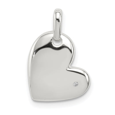 Sterling silver diamond heart pendant