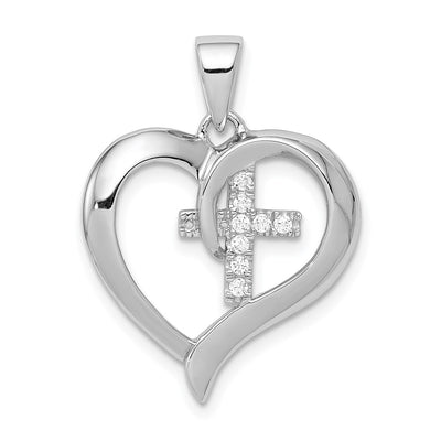 Sterling silver cubic zirconia cross pendant