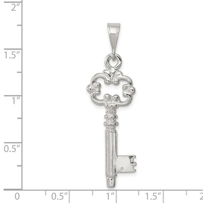 Sterling Silver Polished & Textured Key Pendant