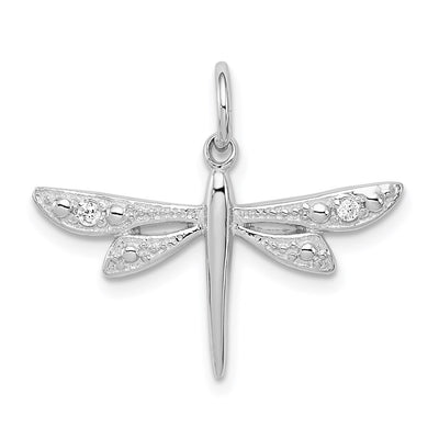 Sterling silver cubic zirconia dragonfly pendant