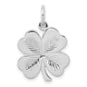 Sterling Silver Rhodium-plated Polished/Textured 4 Leaf Clover Pendant