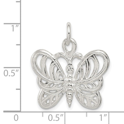 Sterling Silver Butterfly Charm, 25 x 25mm