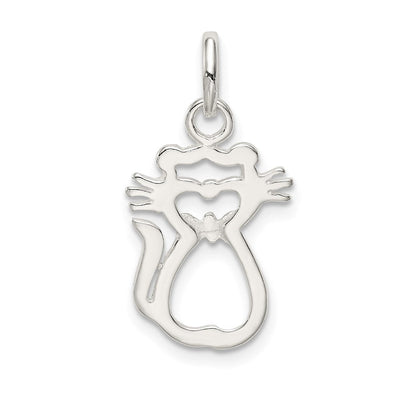 Sterling Silver Polished Cat Charm, 18.5 x 12.3mm