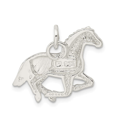 Sterling Silver Polished & Textured Horse Pendant