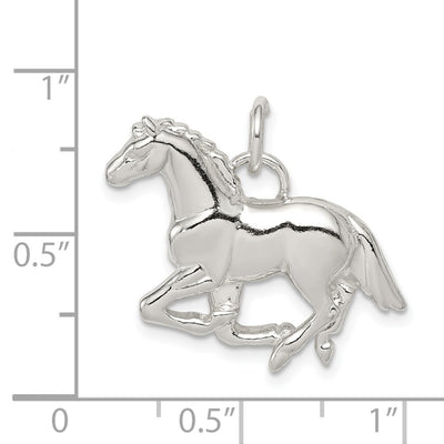 Sterling Silver Polished & Textured Horse Pendant