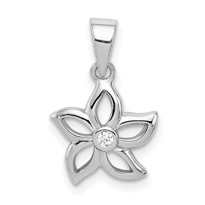 Sterling silver cubic zirconia flower pendant