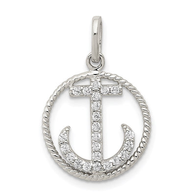 Sterling silver cubic zirconia anchor pendant