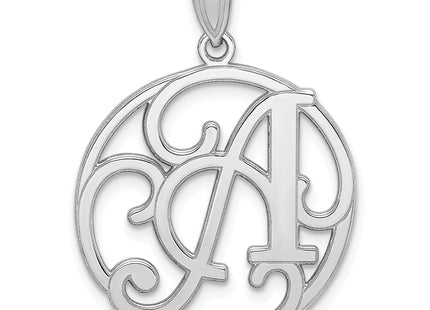 Sterling Silver Rhodium-plated Fancy Script Letter Initial Pendant